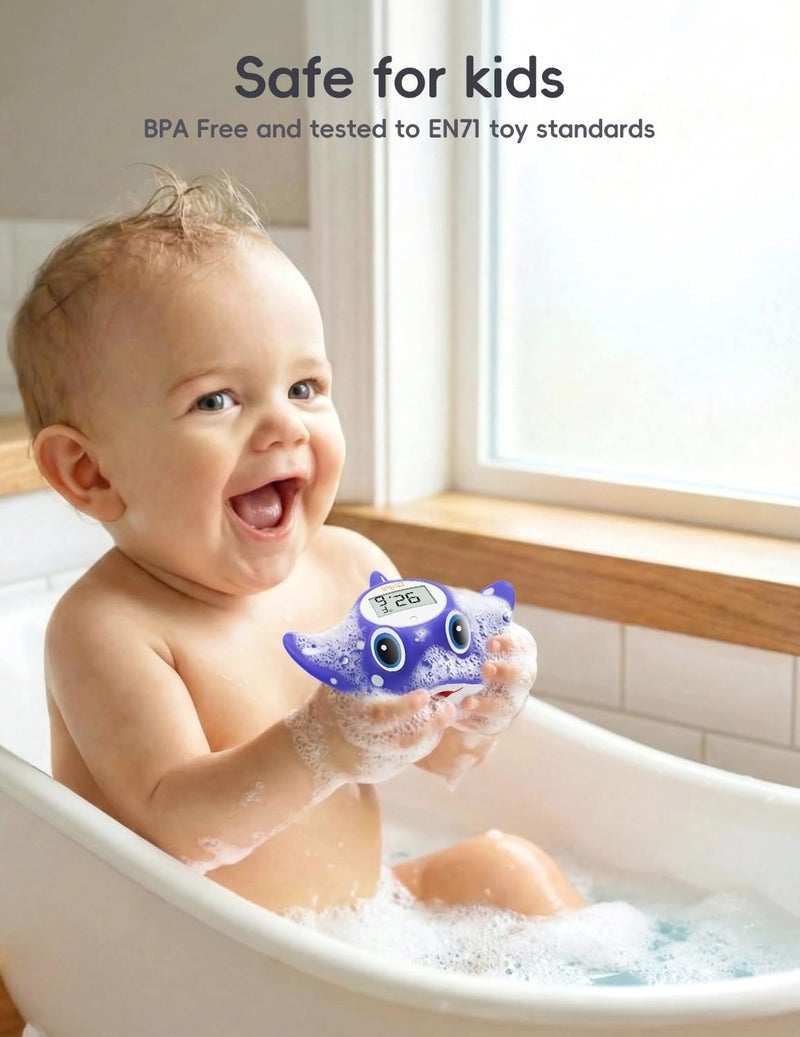 BH Baby Bath Thermometer - Instant Read Digital Thermometer for Infant Bathtub and Room, Measure Newborn Water Temperature, Safe Toddlers Tub Time Floating Toy - Manta Ray - Image 5